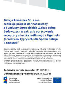GT Group - projekt UE - dofinansowanie - mleczko roślinne z Tigernuts